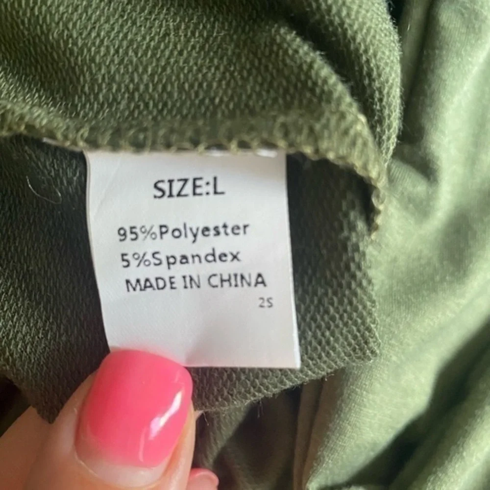 ROSKIKI Drawstring Elastic Waist Sports Lounge Pants with Pockets Green Size L